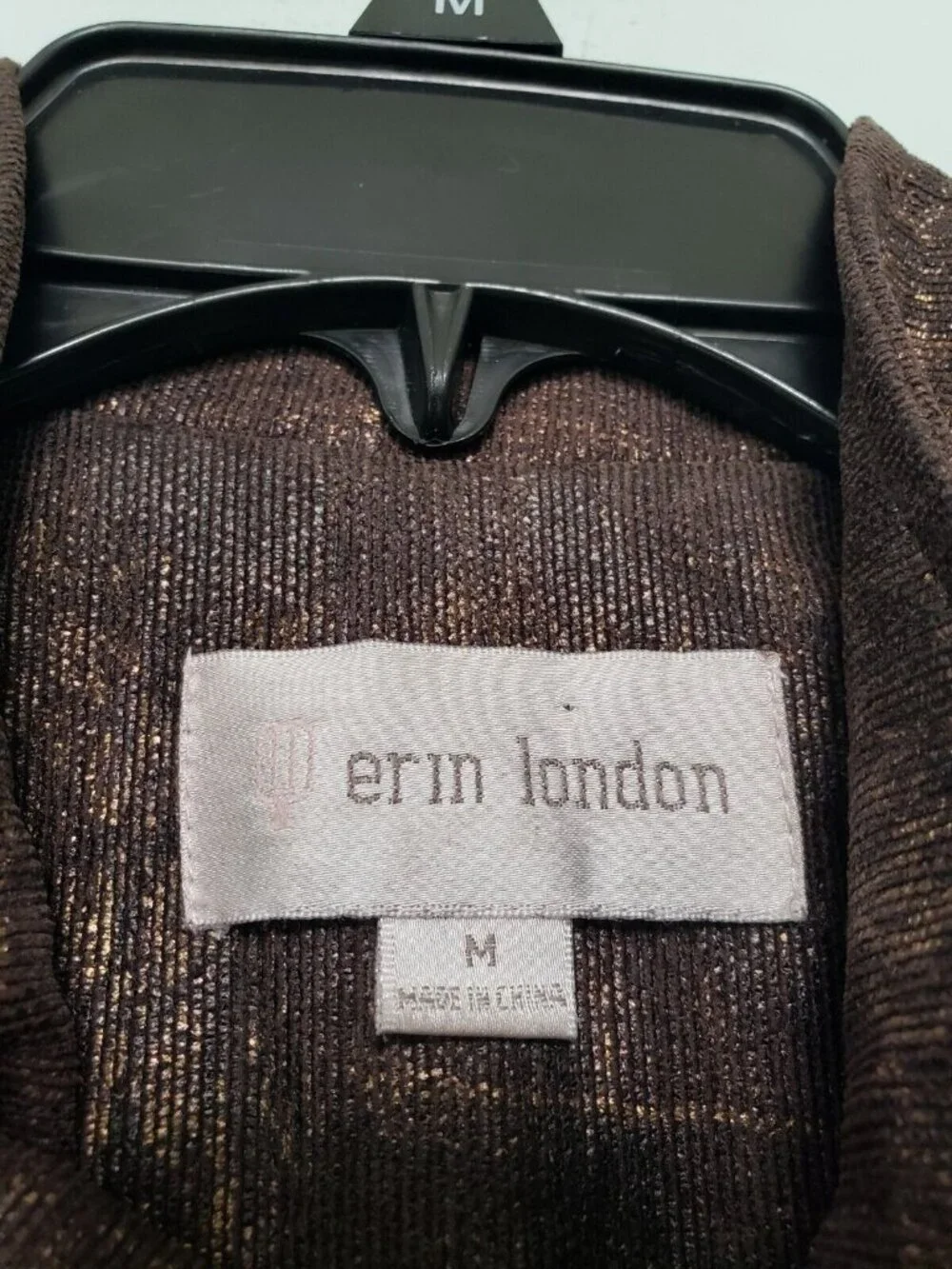 Erin London Womens M Jacket Full Zip Long Sleeve Brown Snakeskin Print Shimmer